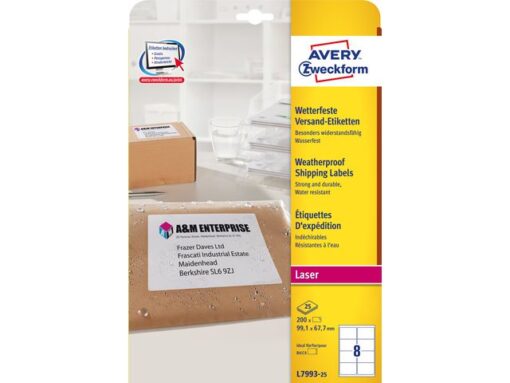 Etiket Avery 99,1x67,7mmt 25 vel 8 etiketten per vel wit