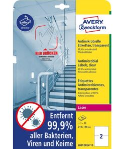 Bedrukbaar antimic. etiket Zweckform 210x148mm, transp. 20  etiketten, 10 vel, afneemb