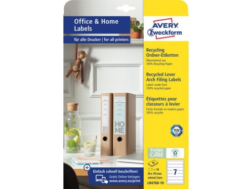 Avery Ordnerrugetiket gerecycled Zweckform 38x192mm wit perm. 70  etik. 10 vel
