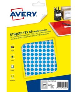Avery PET08B verpakking met 2940 markeringspunten -         diameter 8 mm - A5-vel - Blauw