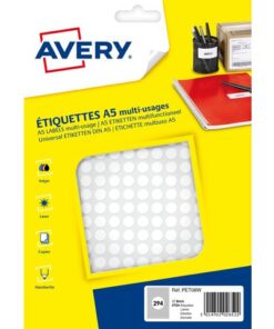 Avery PET08W verpakking met markeringspunten - diameter 8   mm - A5-vel - Wit