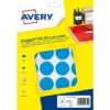 Etiket Avery A5 30mm rond - blister 240st blauw