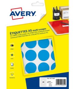 Avery PET30B verpakking met 240 markeringspunten - diameter 30 mm - A5-vel - Blauw
