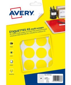 Avery PET30J verpakking met 240 markeringspunten - diameter 30 mm - A5-vel - Geel