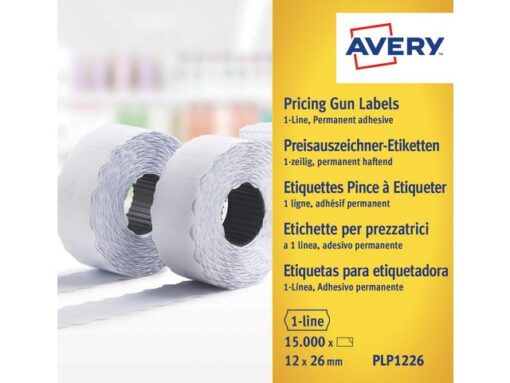 Prijstangetiketten Avery permanent 26x12mm wit 10 rol in doos