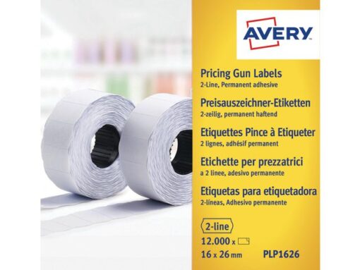 Prijstangetiketten Avery permanent 26x16mm wit 10 rol in doos
