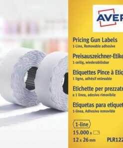 Prijstangetiketten Avery non-permanent 26x12mm wit 10 rol in doos