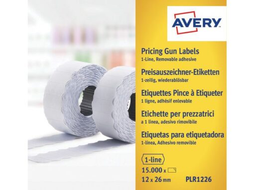Prijstangetiketten Avery non-permanent 26x12mm wit 10 rol in doos