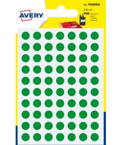 Avery PSA08V verpakking met 490 markeringspunten - diameter 8 mm - A6-vel - Groen