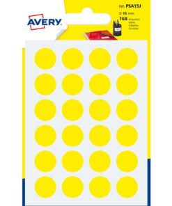 Avery PSA15J verpakking met 168 markeringspunten - diameter 15 mm - A6-vel - Geel