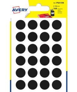 Etiket Avery 15 mm rond blister 168 st zwart