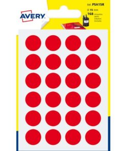 Avery PSA15R verpakking met 168 markeringspunten - diameter 15 mm - A6-vel - Rood