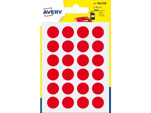 Etiket Avery 15mm rond - blister 168st rood