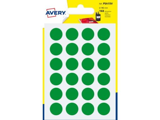 Etiket Avery 15mm rond - blister 168st groen