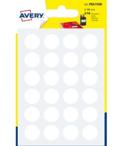 Etiket Avery 15 mm rond blister 216 st wit