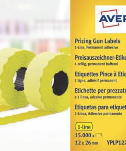 Prijstangetiketten Avery permanent 26x12mm geel 10 rol in doos