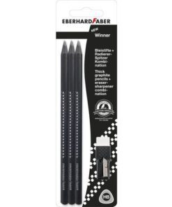 Grafiet potlood Eberhard Faber winner 6x met gum/slijper    combinatie