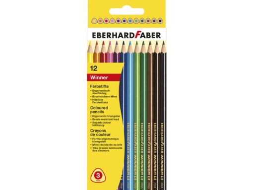 Kleurpotlood Eberhard Faber Winner driekantig assorti etui  à 12 stuks