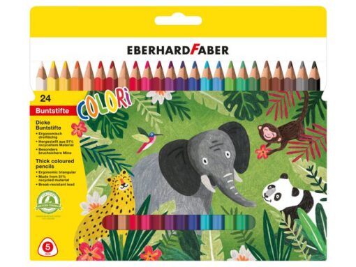 Kleurpotlood Eberhard Faber Jumbo 24st. driekantig in       kartonnen etui
