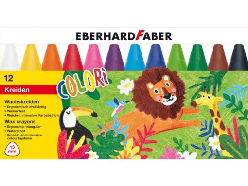 Waskrijt Eberhard Faber driekantig watervast etui à 12 stuks