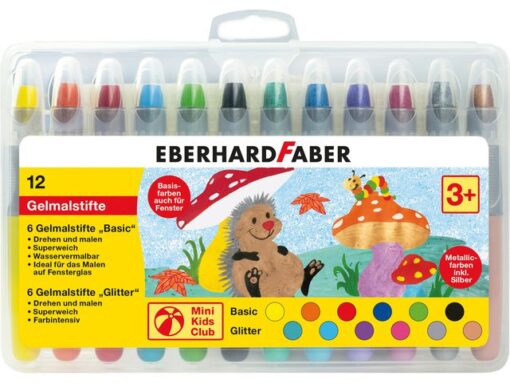 Gelkleurpotloden Eberhard Faber 12 kleuren in plastic etui