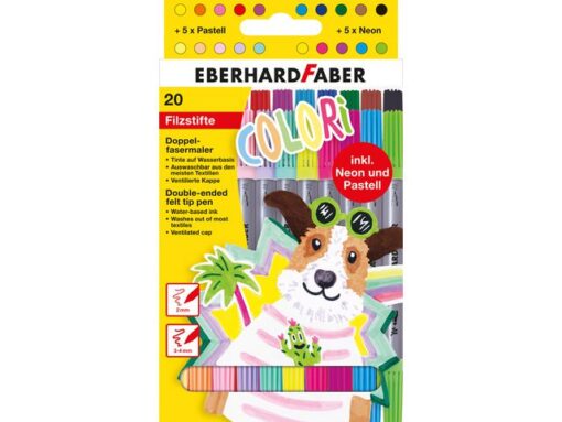 Viltstiften Eberhard Faber duo 2 en 3-4mm assorti etui á 20 stuks