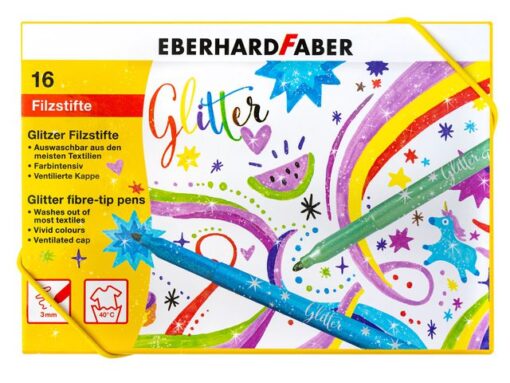 Viltstiften Eberhard Faber glitter assorti doos á 16 kleuren