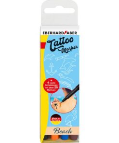Tattoo stift Eberhard Faber Beach 4st. en 4in1 sjablonen. (zwart,oranje, blauw en bruin)