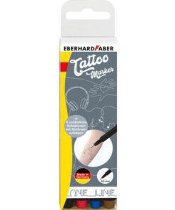 Tattoo stift Eberhard Faber 4 stuks, 4 kleuren rood, bruin, zwart en blauw