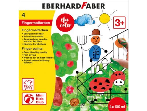 Vingerverf Eberhard Faber 100ml geel, rood, blauw, groen