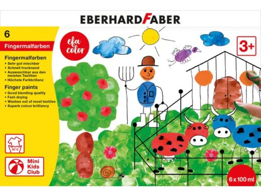 Vingerverf Eberhard Faber 100ml geel, rood, blauw, groen,   wit, zwart