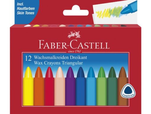 Faber Castell Waskrijt Faber-Castell driehoek etui à 12 stuks.