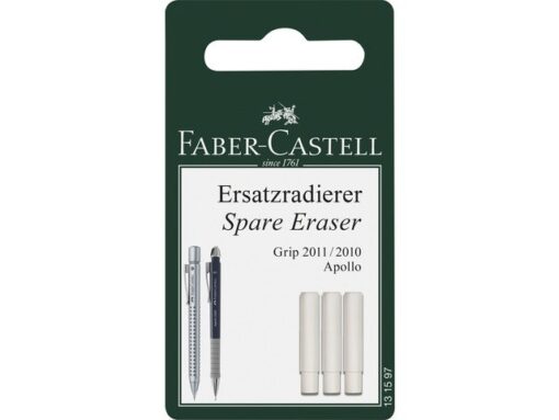 Faber Castell Reservegum Faber-Castell voor GRIP 2011/2010/Apollo blister a 3 stuks