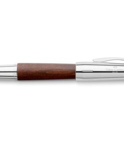 Faber Castell vulpen Faber-Castell E-motion chroom/ donkerbruin perenhout M