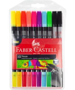 Faber Castell viltstiften Faber-Castell Duo neon kleuren in etui a 10 stuks