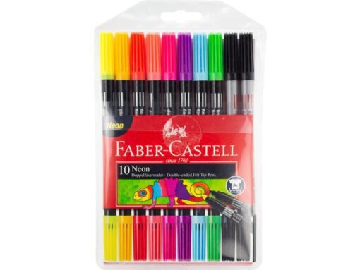 Faber Castell viltstiften Faber-Castell Duo neon kleuren in etui a 10 stuks