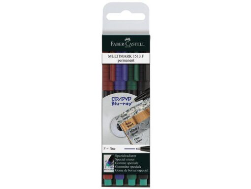 Faber Castell Marker Faber-Castell Multimark permanent F etui met 4 stuks