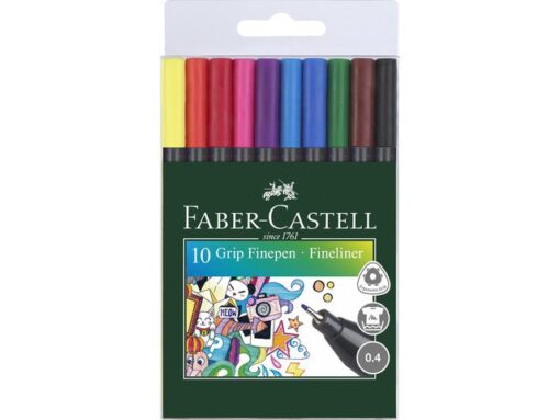 Faber Castell fineliner Faber-Castell GRIP 0,4mm etui a 10 stuks assorti