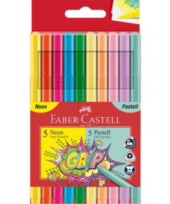 Faber Castell Viltstiften Faber-Castell Grip Neon en Pastel kleuren 10 stuks in etui