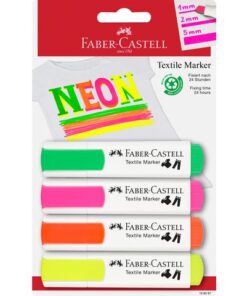Faber Castell Textielmarker Faber-Castell Neon set 4 stuks op blister