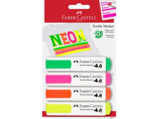 Faber Castell Textielmarker Faber-Castell Neon set 4 stuks op blister