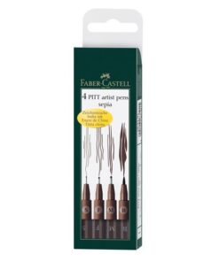 Faber Castell Tekenstift Faber-Castell Pitt Artist Pen 4-delig etui       donker sepia