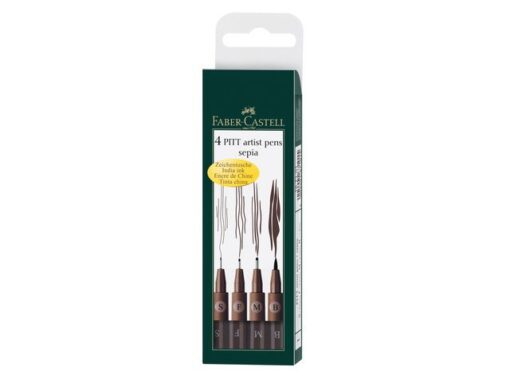 Faber Castell Tekenstift Faber-Castell Pitt Artist Pen 4-delig etui       donker sepia