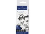 Faber Castell Tekenstift Faber-Castell Pitt Artist Pen Mangaka 6-delig    etui zwart