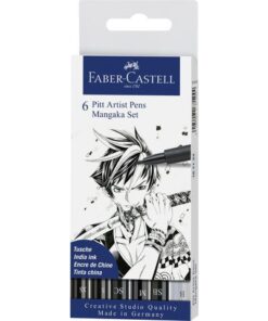 Faber Castell Tekenstift Faber-Castell Pitt Artist Pen Mangaka 6-delig    etui zwart