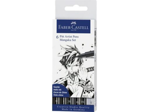 Faber Castell Tekenstift Faber-Castell Pitt Artist Pen Mangaka 6-delig    etui zwart