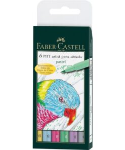 Faber Castell Tekenstift Faber-Castell Pitt Artist Pen Brush etui a 6     stuks pastel
