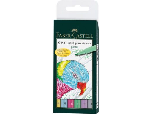 Faber Castell Tekenstift Faber-Castell Pitt Artist Pen Brush etui a 6     stuks pastel