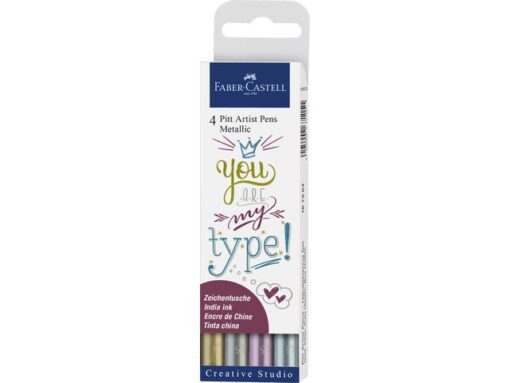 Faber Castell Tekenstift Faber-Castell Pitt Artist Pen metallic 4-delig   etui