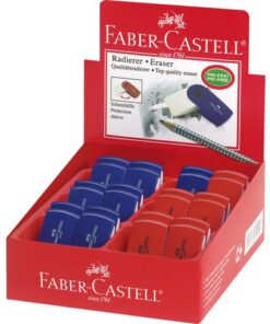 Faber Castell gum Faber-Castell SLEEVE MINI rood/blauw display a 24       assorti